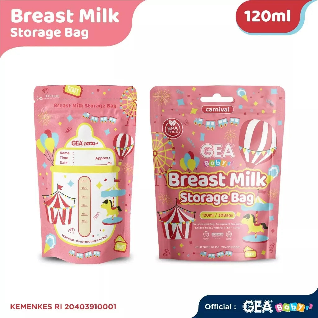 PREORDER Gea Baby Breastmilk Bags in Pouch 120ml Carnival