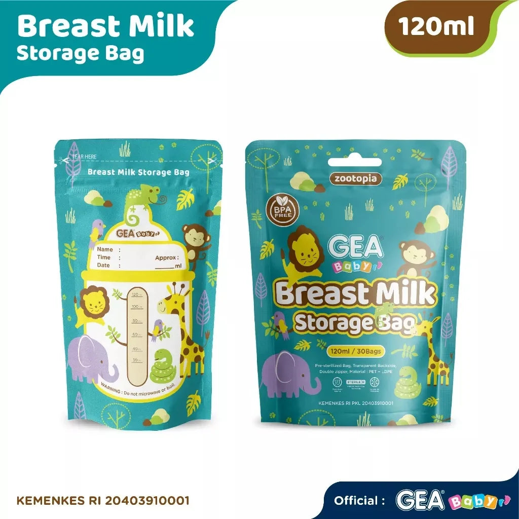 PREORDER Gea Baby Breastmilk Bags in Pouch 120ml Zootopia