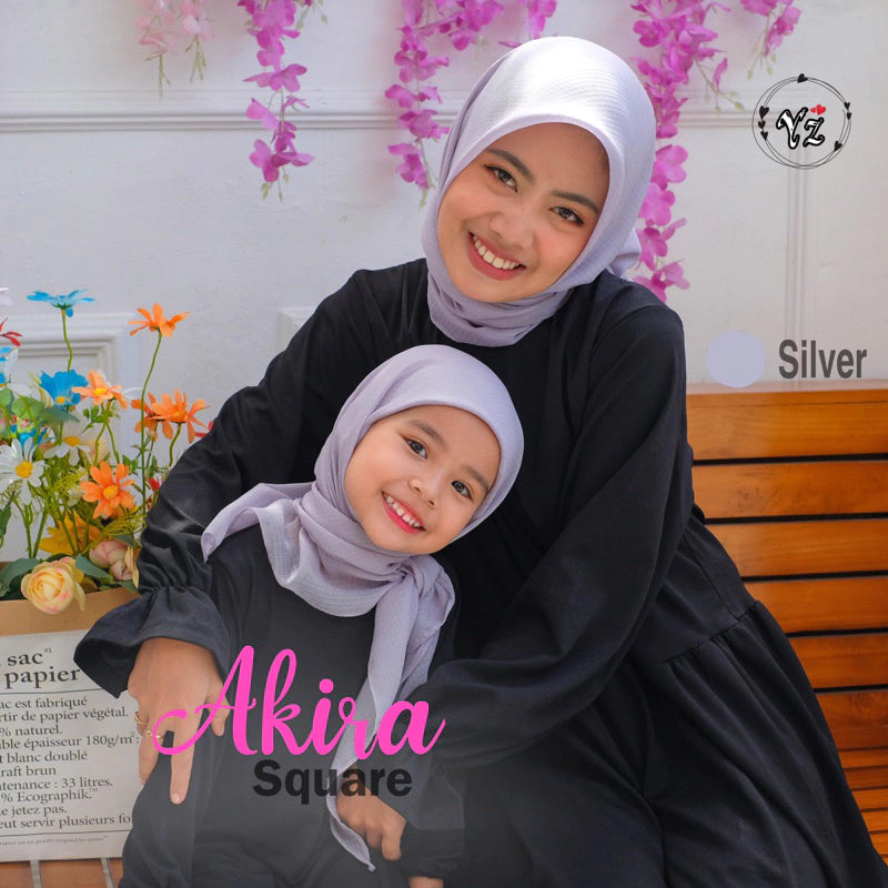 PREORDER Yazzrens Hijab - Plain Akira Square with Attached Inner Silver