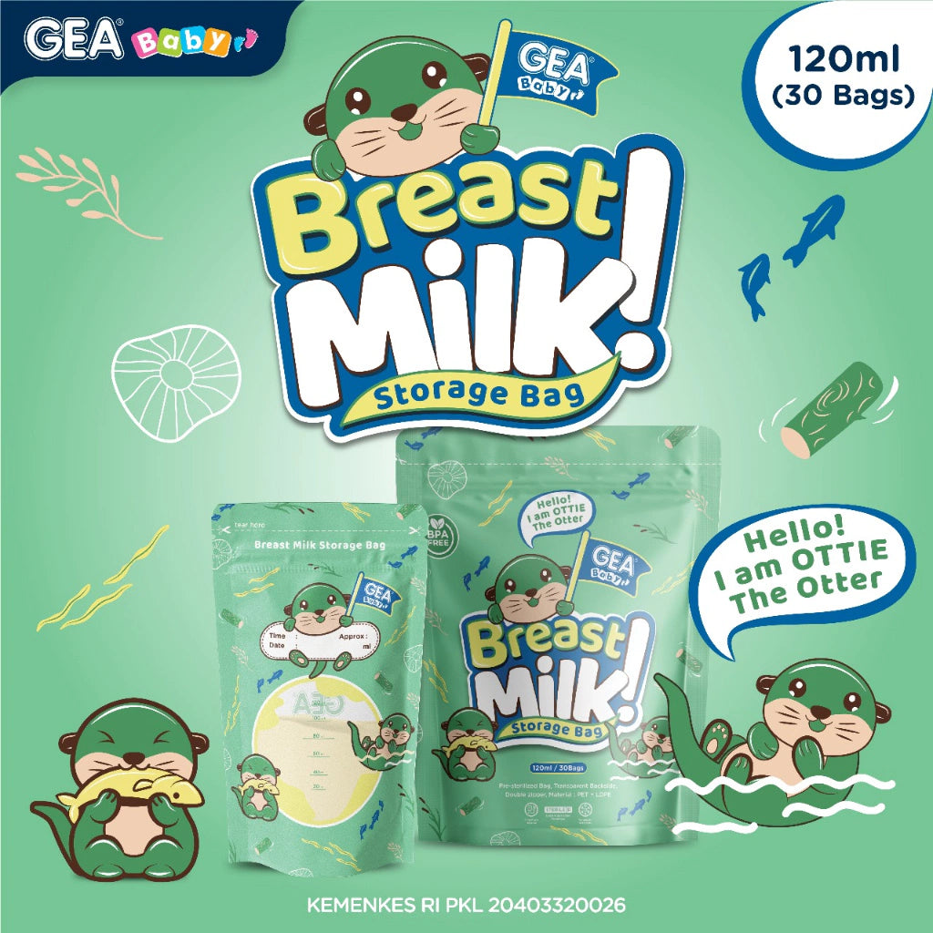 PREORDER Gea Baby Breastmilk Bags in Pouch 120ml Otter