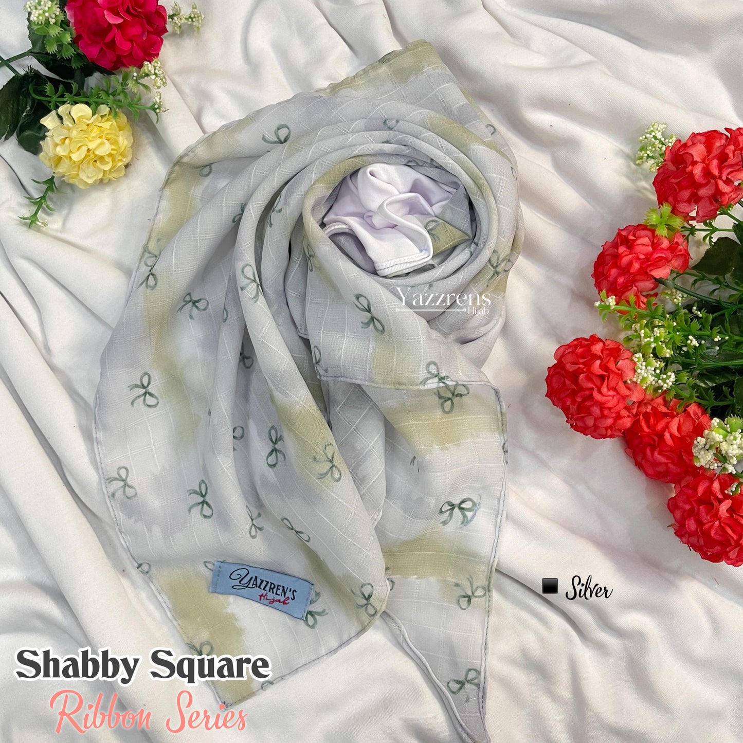 PREORDER Yazzren Hijab - Shabby Square with Attached Inner (Ribbon Series)
