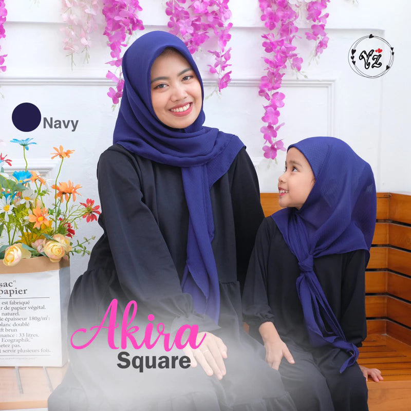PREORDER Yazzrens Hijab - Plain Akira Square with Attached Inner Navy
