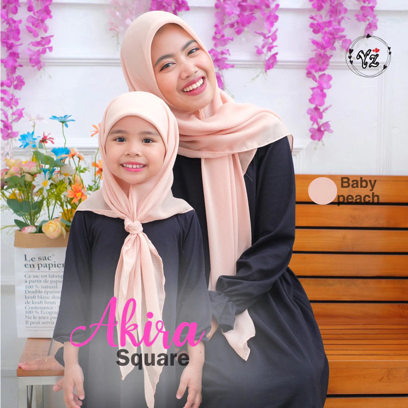 PREORDER Yazzrens Hijab - Plain Akira Square with Attached Inner Baby Peach