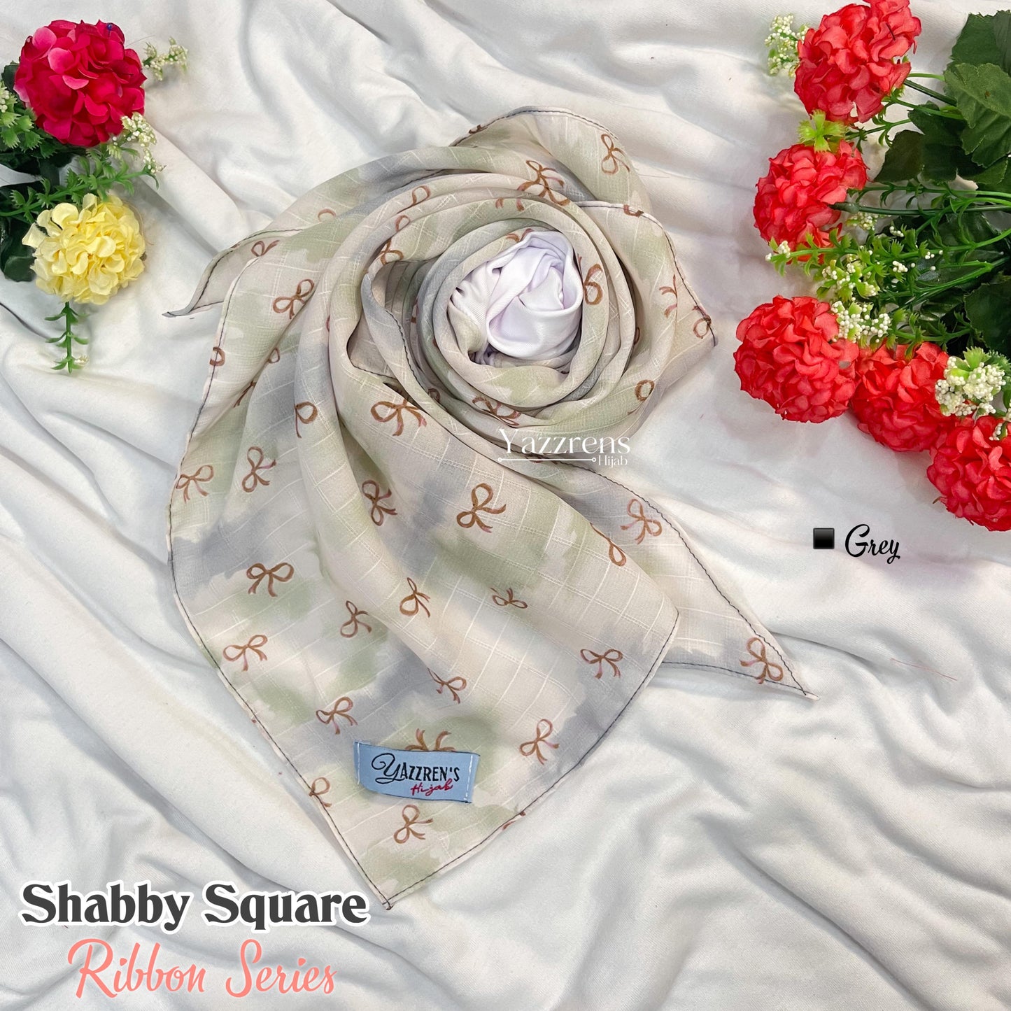 PREORDER Yazzren Hijab - Shabby Square with Attached Inner (Ribbon Series)
