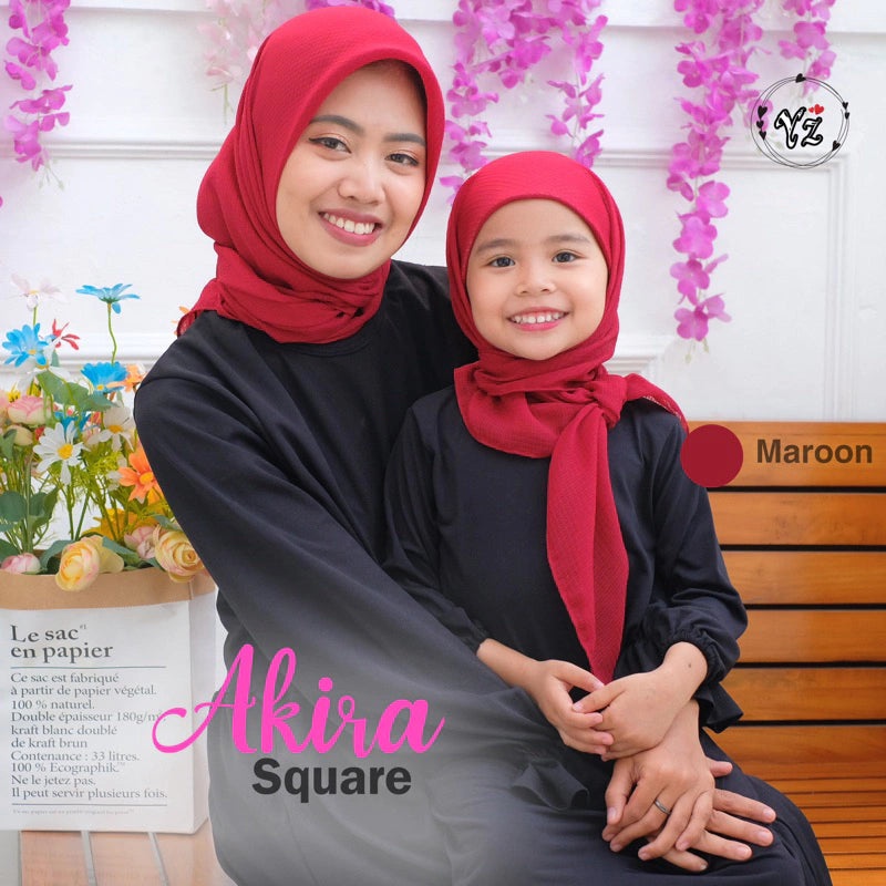 PREORDER Yazzrens Hijab - Plain Akira Square with Attached Inner Maroon