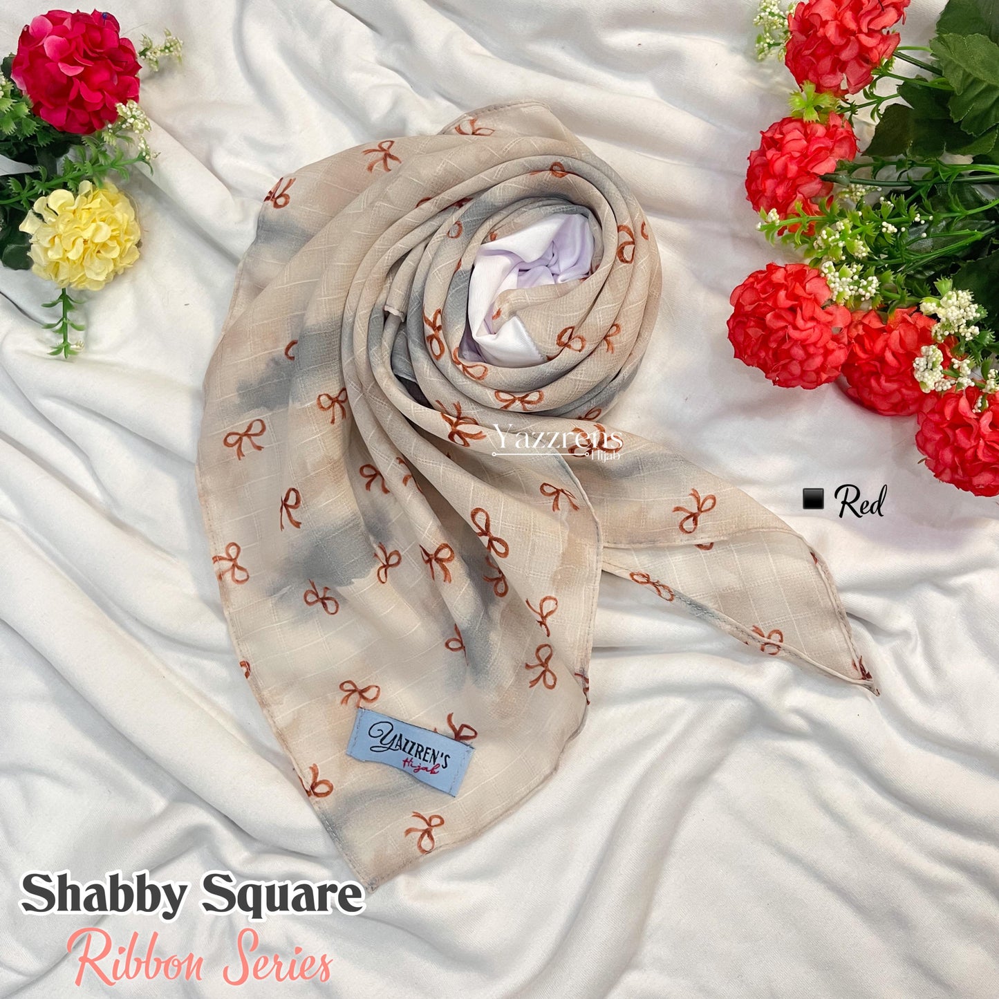 PREORDER Yazzren Hijab - Shabby Square with Attached Inner (Ribbon Series)