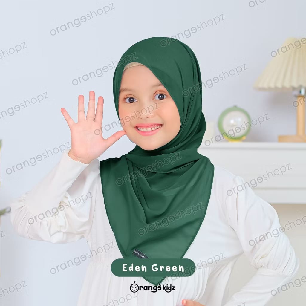 PREORDER Orangeshopz - Inayah Pashmina Hijab With Attached Inner (onesize fit 2-10y) Eden Green
