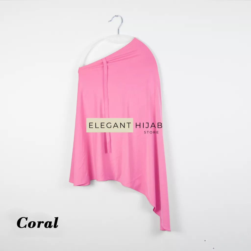 PREORDER Elegant Hijab - Jersey Instant Hijabwith String Coral Onesize (1-5y)
