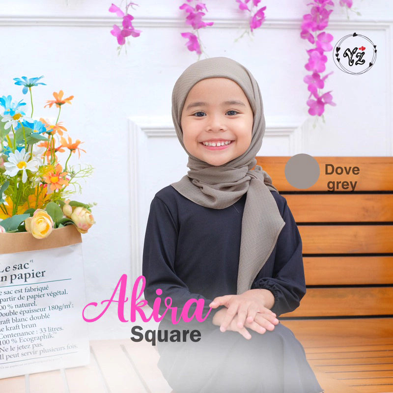 PREORDER Yazzrens Hijab - Plain Akira Square with Attached Inner Dove Grey