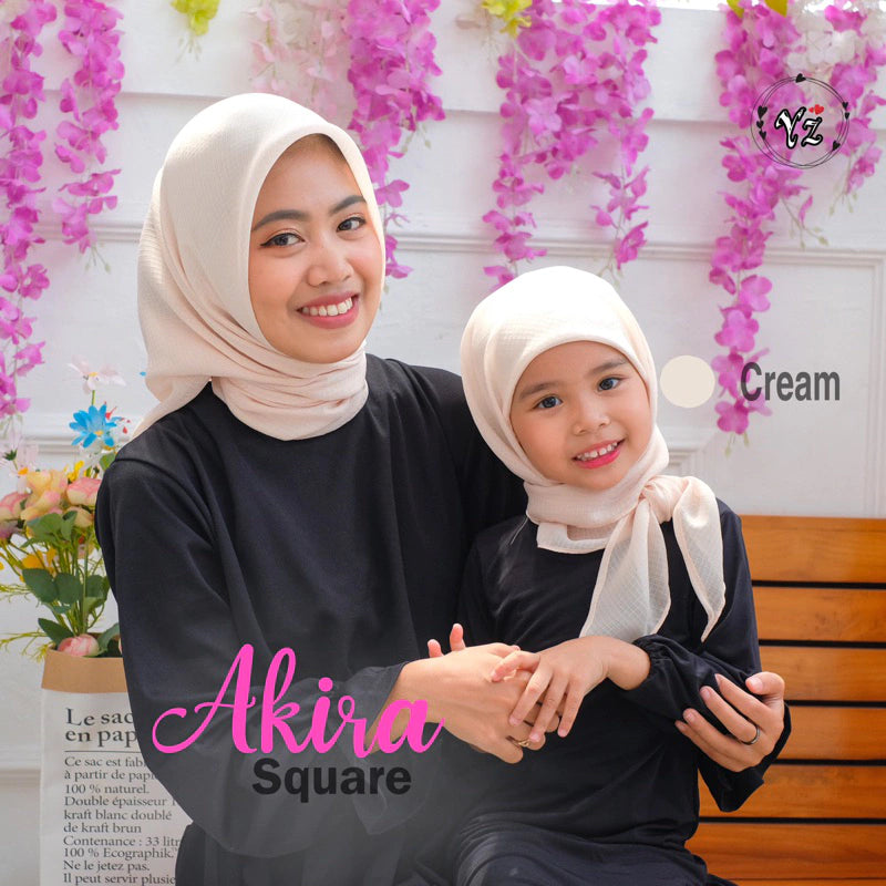 PREORDER Yazzrens Hijab - Plain Akira Square with Attached Inner Cream
