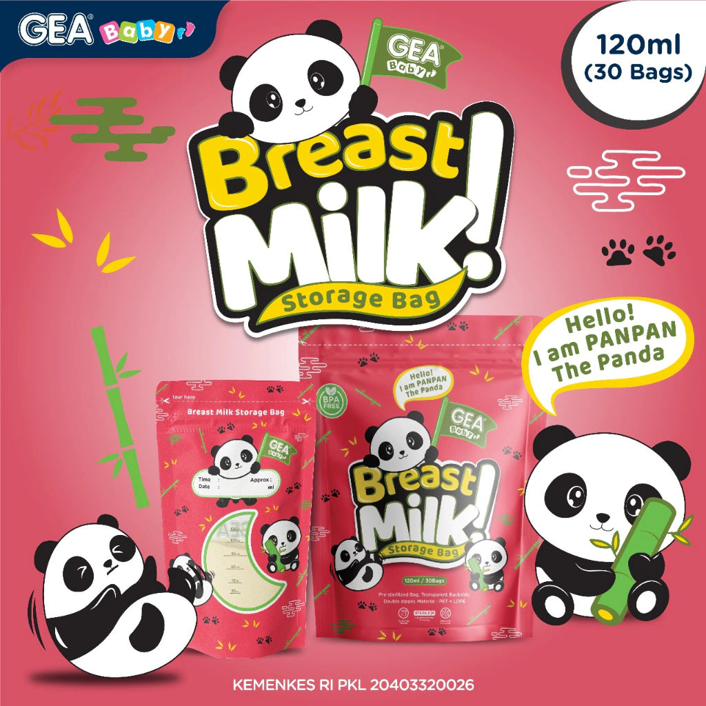 PREORDER Gea Baby Breastmilk Bags in Pouch 120ml Panda