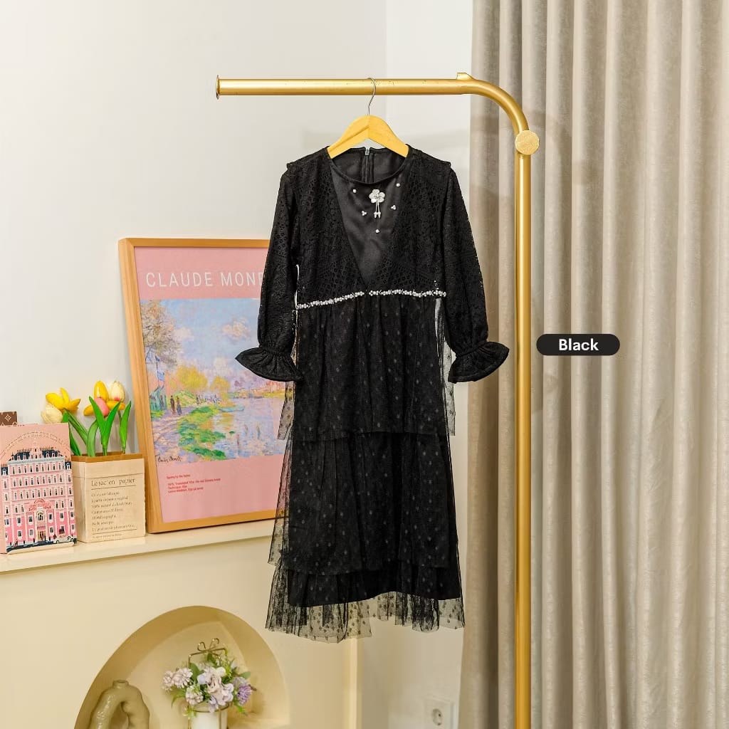 PREORDER BBC KIDS - Vanilla Dress with Hijab Black XXL (8-9y)
