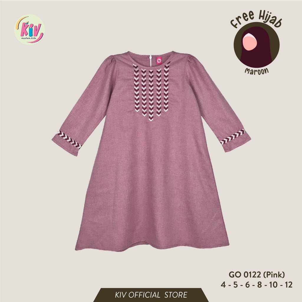 PREORDER KIV Embroidery Dress - Navy & Pink Pink