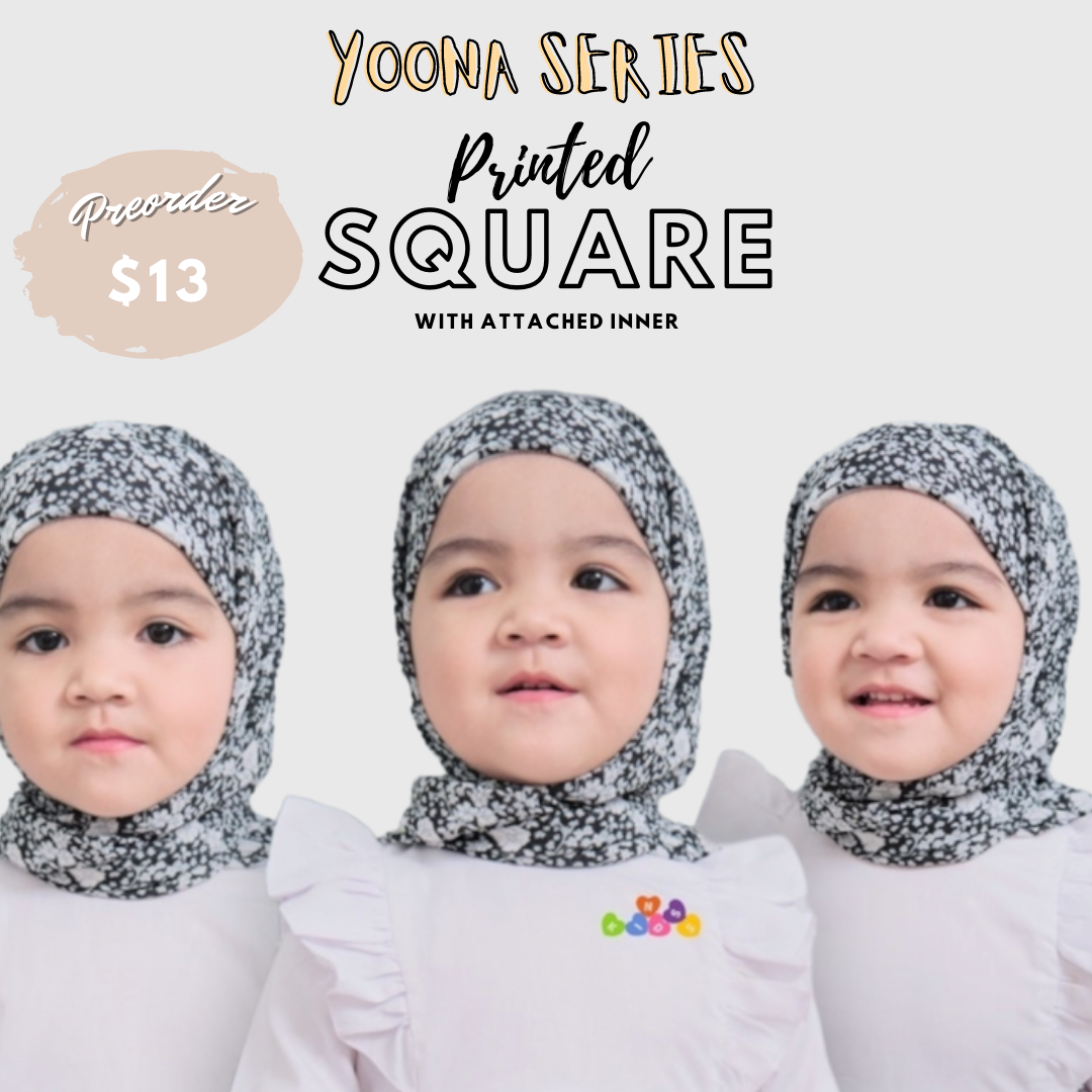 PREORDER YOONA SERIES - PRINTED SQUARE WITH ATTACHED INNER - BUNGA HITAM