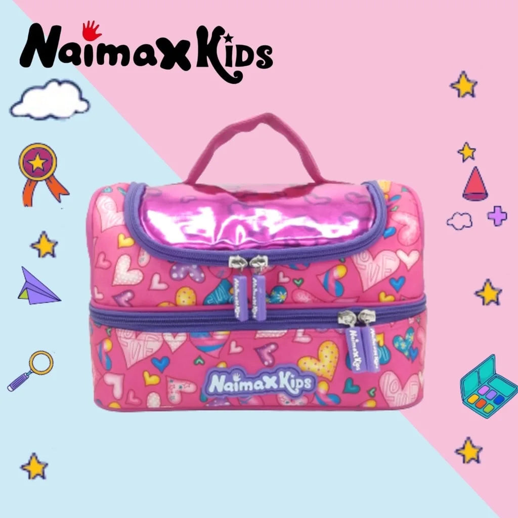 PREORDER Naimax Kids Lunch Bag Double Deck - Love Pink
