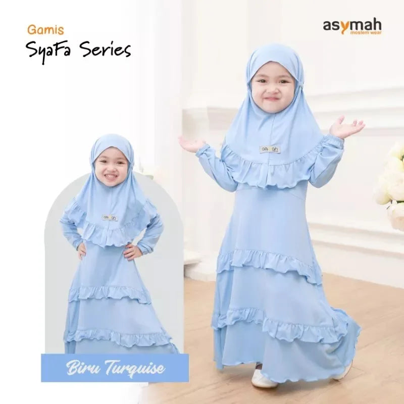 PREORDER Asymah - Syafa Gamis Set S (2-3y) Blue