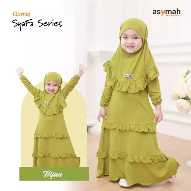 PREORDER Asymah - Syafa Gamis Set L (5-6y) Green