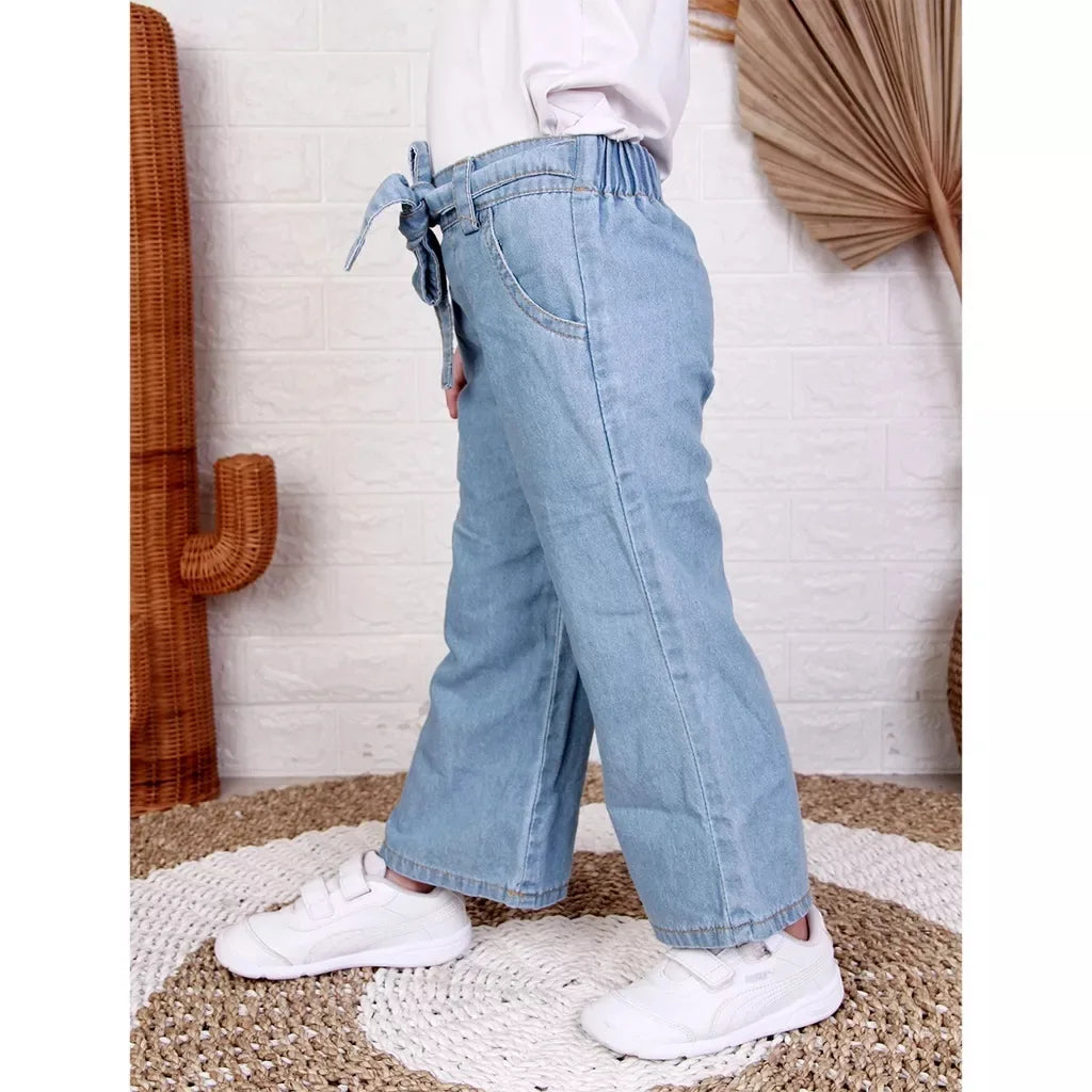 PREORDER Dungdungkids - Denim Wide Leg Pants Light Blue