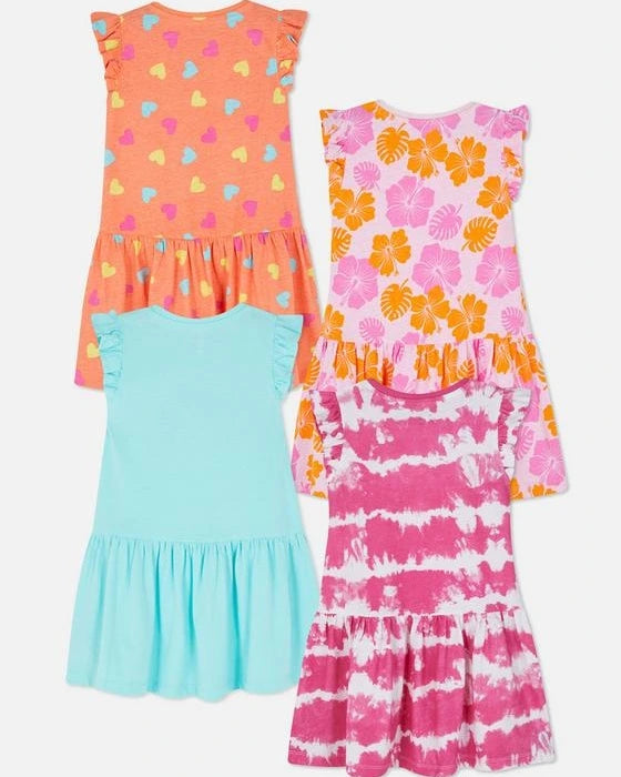 UK PREORDER 4pcs Set Patterned Sleeveless Dresses