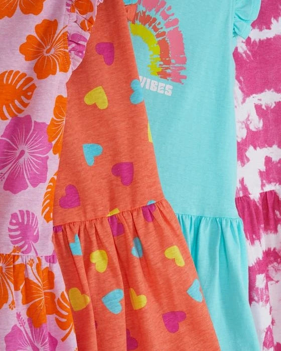 UK PREORDER 4pcs Set Patterned Sleeveless Dresses