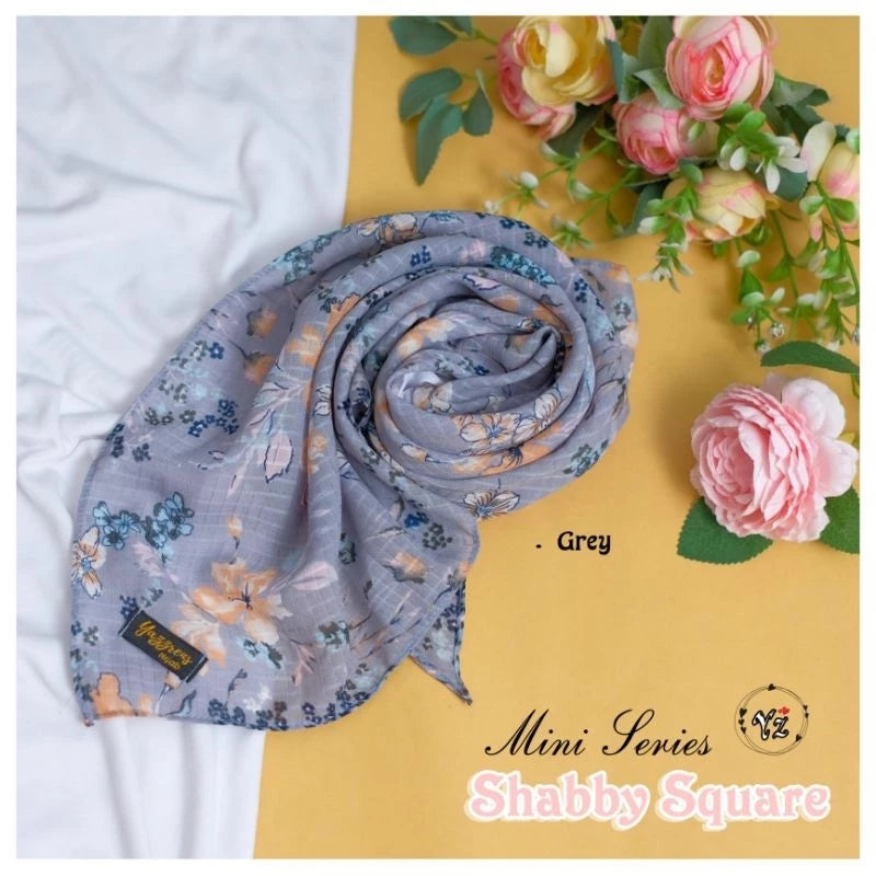 PREORDER Yazzren Hijab - Printed Square with Attached Inner, Mini Series Gray