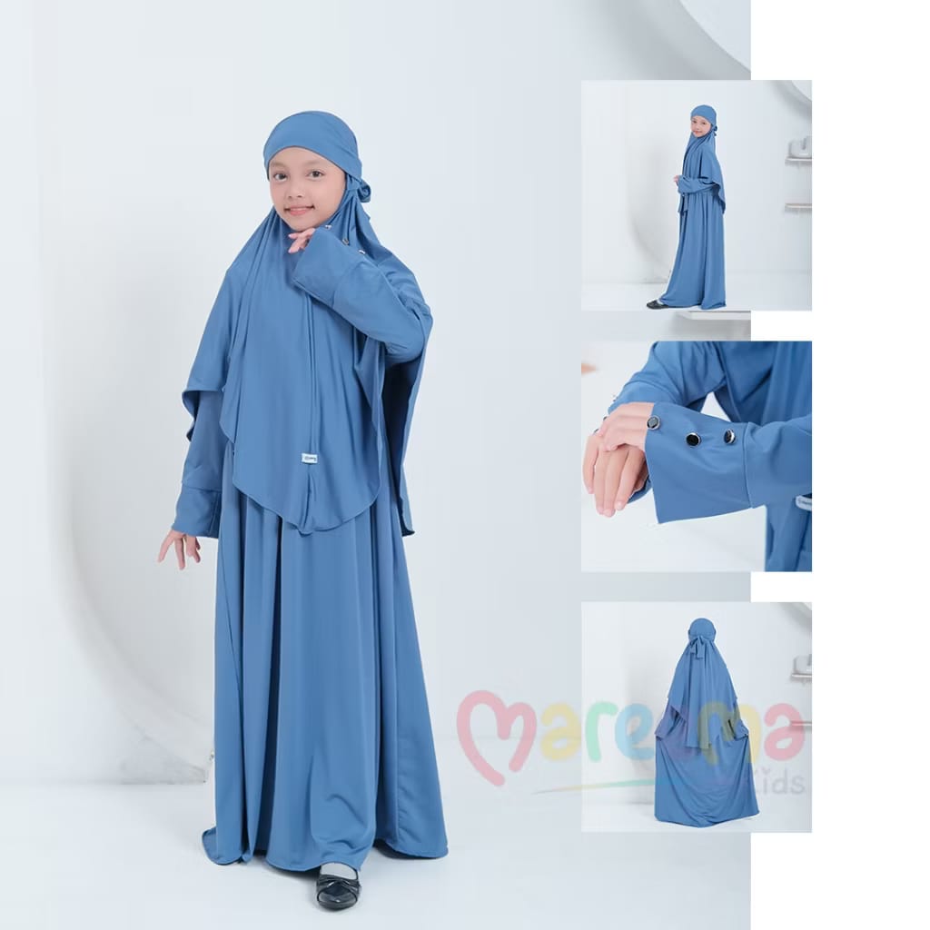 PREORDER Mareema - Khimar Gamis Denim 3XL(13-14Y)