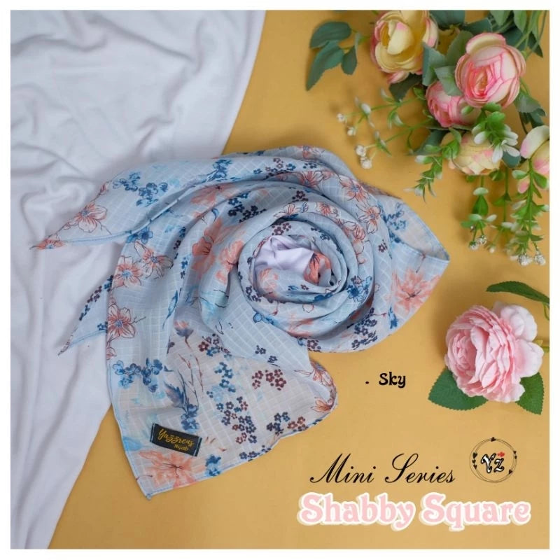 PREORDER Yazzren Hijab - Printed Square with Attached Inner, Mini Series Sky
