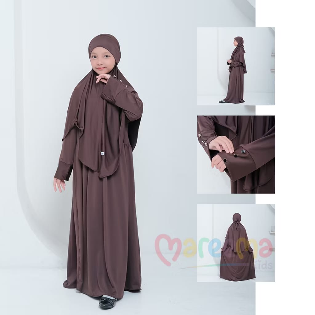 PREORDER Mareema - Khimar Gamis Mahogany 3XL(13-14Y)