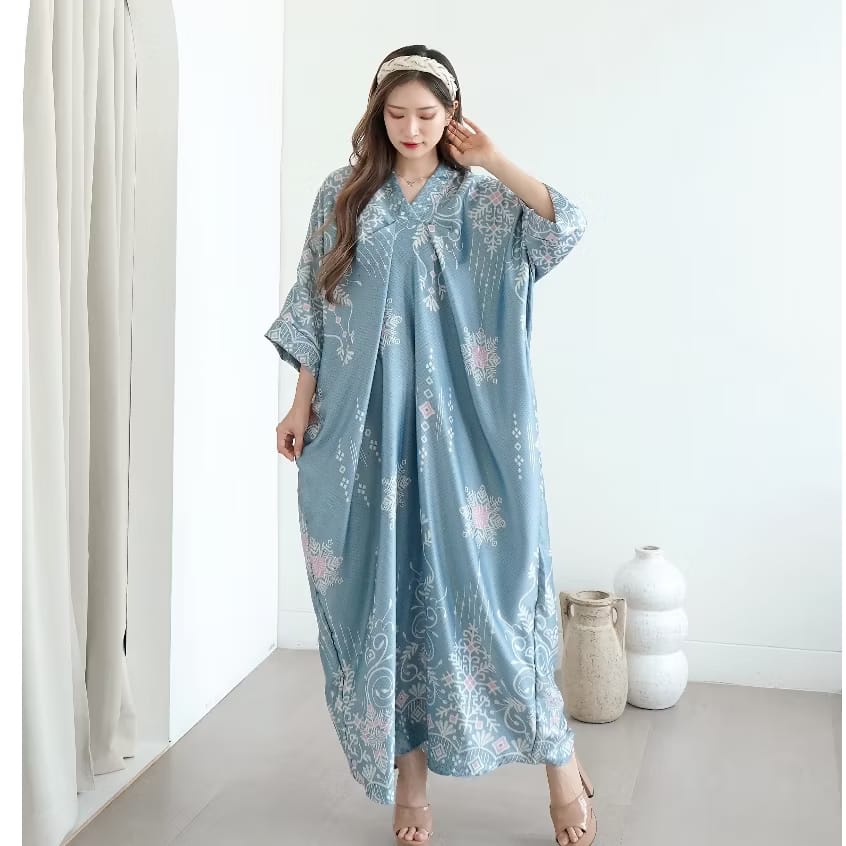 PREORDER C2W - Batik Abaya Mom (Onesize only) Blue