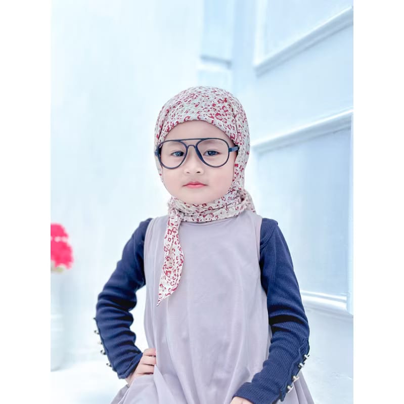 PREORDER Ayra Qu - Printed Square Hijab with Attached Inner (2-10y) 4A