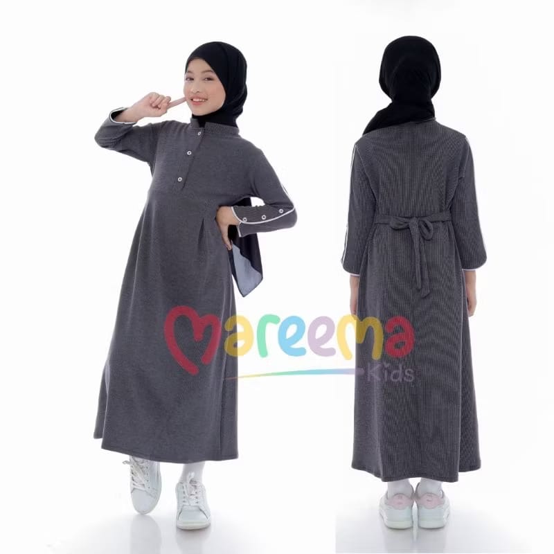 PREORDER Mareema - Cotton Knitted Dress Long Sleeves Hitam