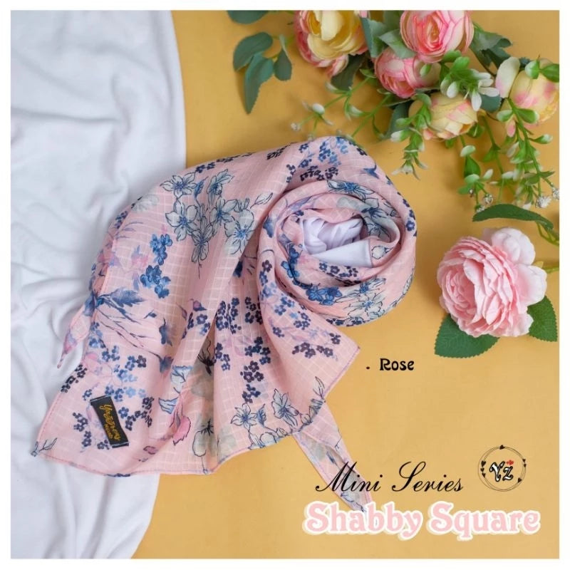PREORDER Yazzren Hijab - Printed Square with Attached Inner, Mini Series Rose