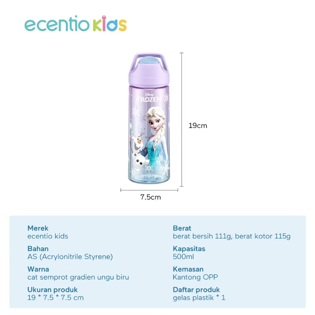 PREORDER Ecentio - 500ml Disney Elsa BPA Free Bottle
