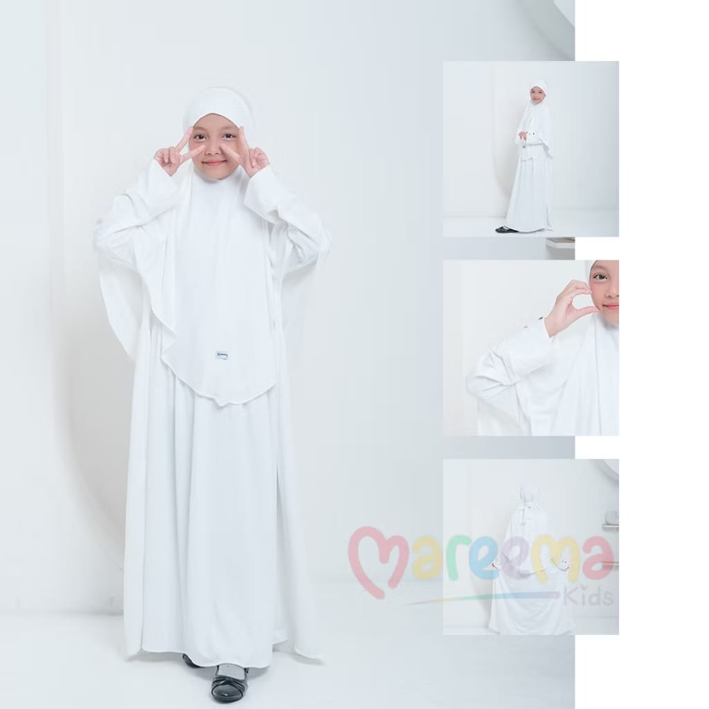 PREORDER Mareema - Khimar Gamis White 3XL(13-14Y)