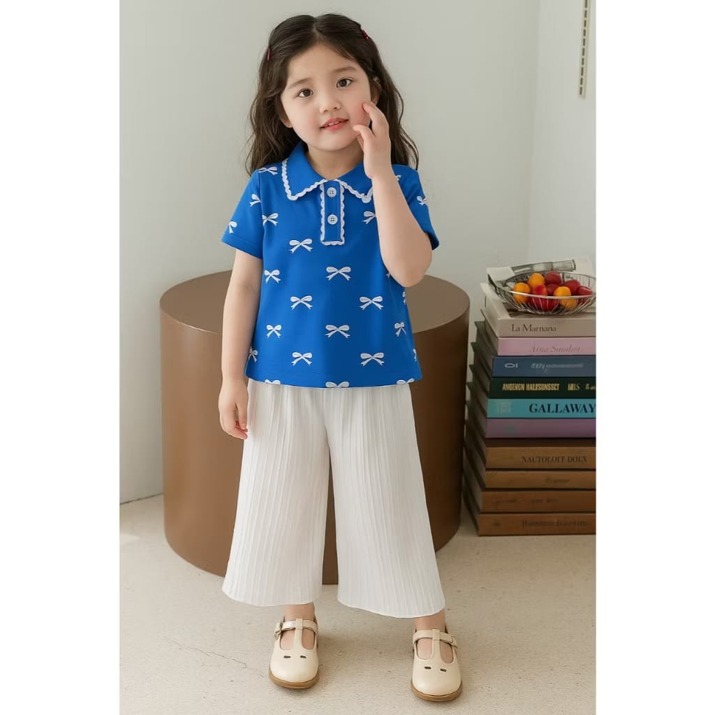 PREORDER Lyshaa - Collar Top Ribbon With Pants Set