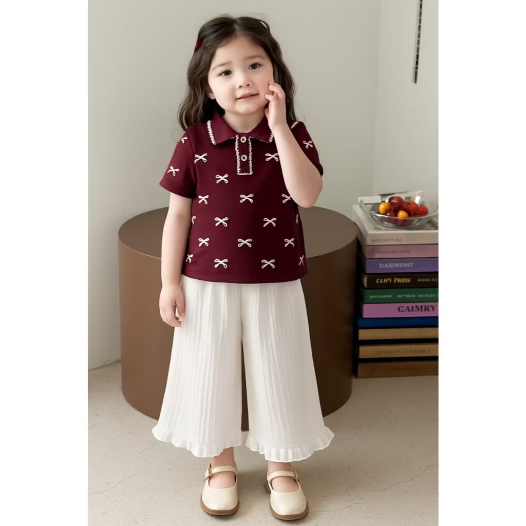 PREORDER Lyshaa - Collar Top Ribbon With Pants Set