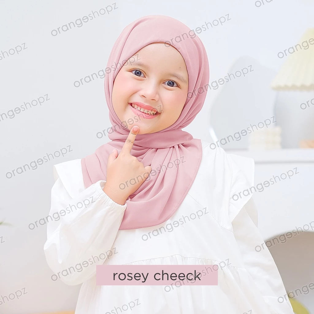 PREORDER Orangeshopz - Pashmina Hijab With Attached Inner (onesize fit 2-10y) Rosey Cheek