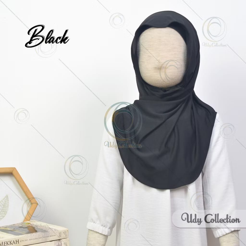 PREORDER Udy - Huma Meloyot Instan Hijab Black