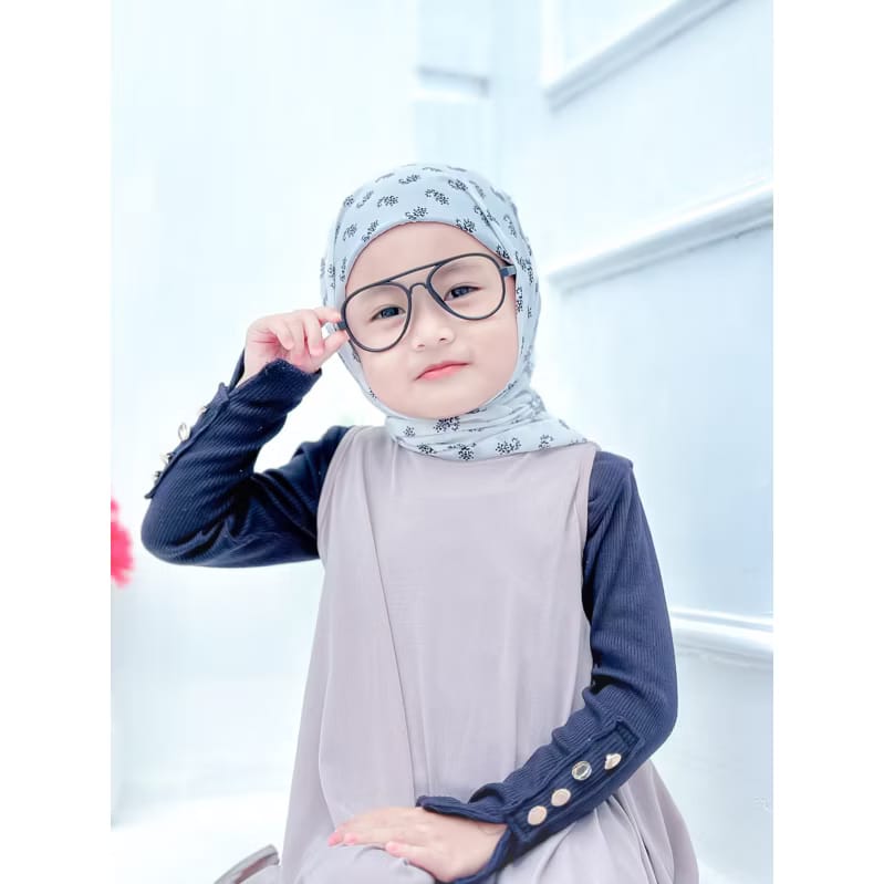 PREORDER Ayra Qu - Printed Square Hijab with Attached Inner (2-10y) 6A