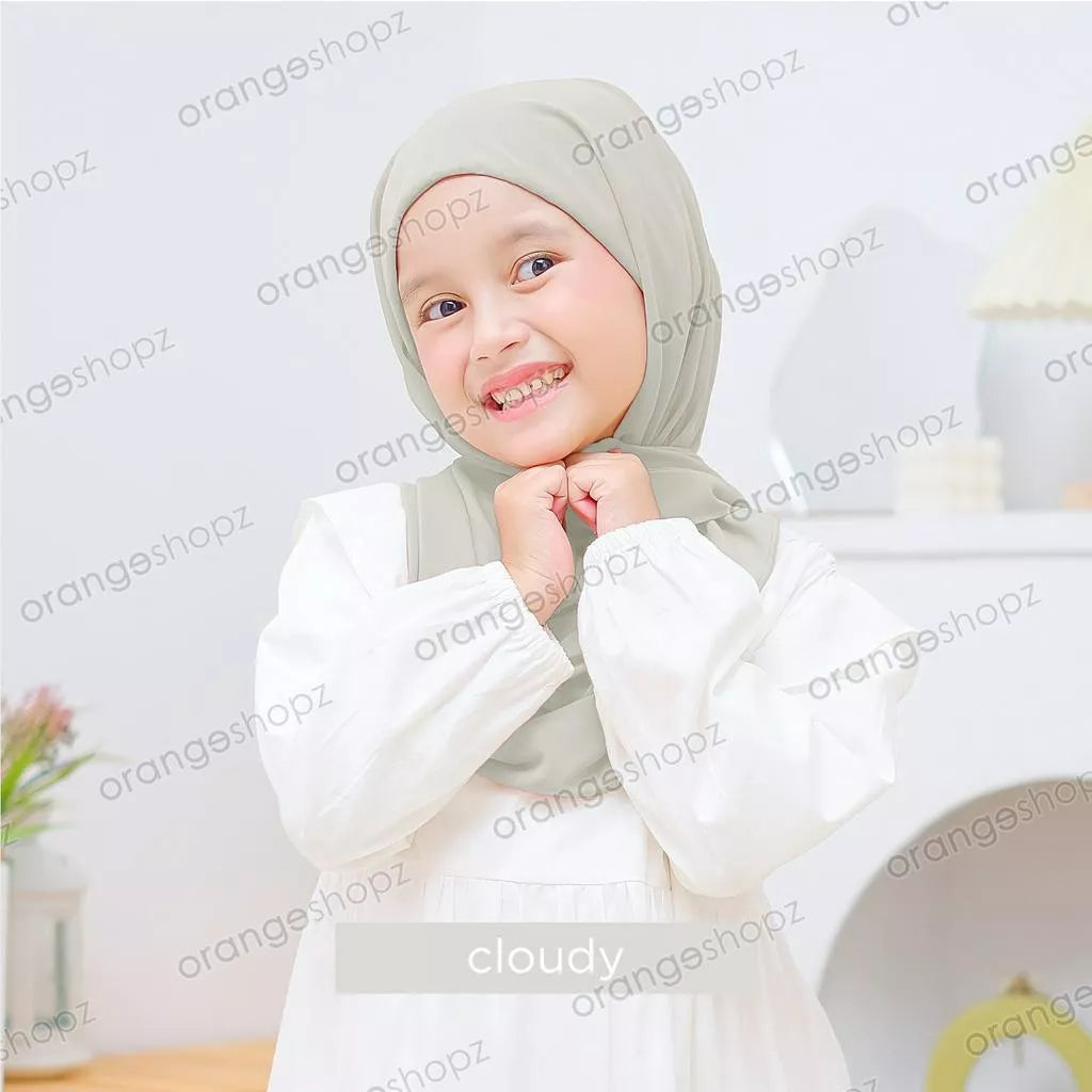 PREORDER Orangeshopz - Pashmina Hijab With Attached Inner (onesize fit 2-10y) Cloudy