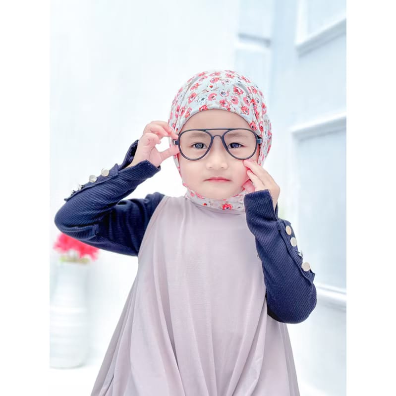 PREORDER Ayra Qu - Printed Square Hijab with Attached Inner (2-10y) 26A