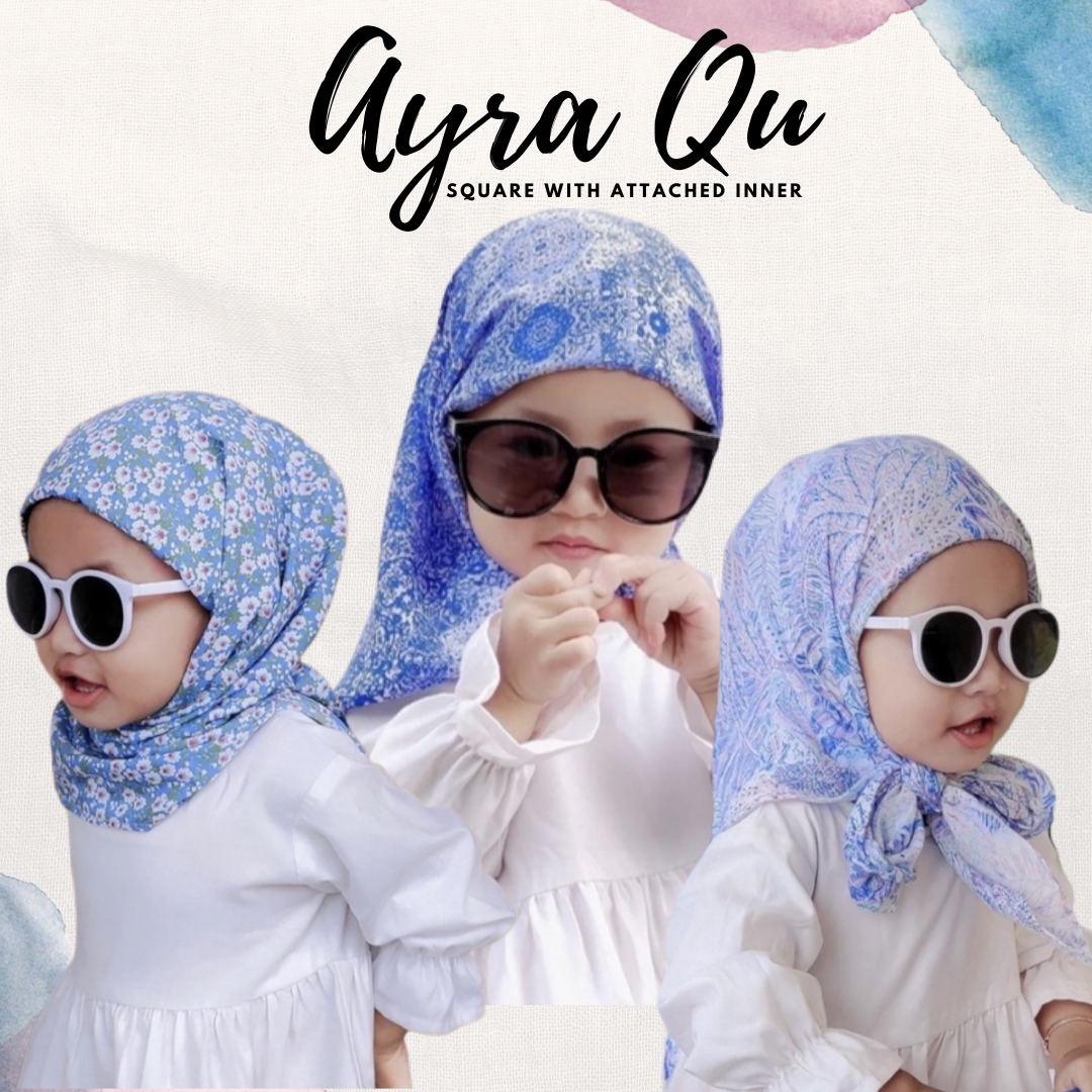 PREORDER Ayra Qu - Printed Square Hijab with Attached Inner