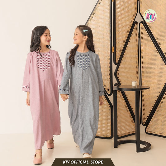 PREORDER KIV Embroidery Dress - Navy & Pink