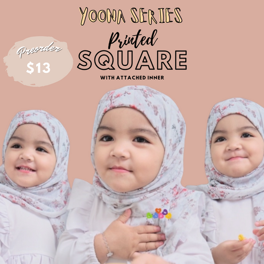 PREORDER YOONA SERIES - PRINTED SQUARE WITH ATTACHED INNER - TANGKAI MERCOK