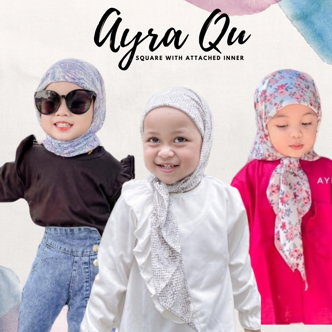 PREORDER Ayra Qu - Printed Square Hijab with Attached Inner