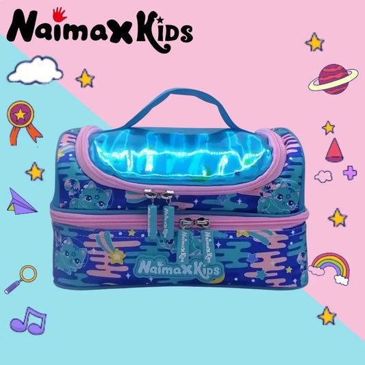 PREORDER Naimax Kids Lunch Bag Double Deck - Cat Blue
